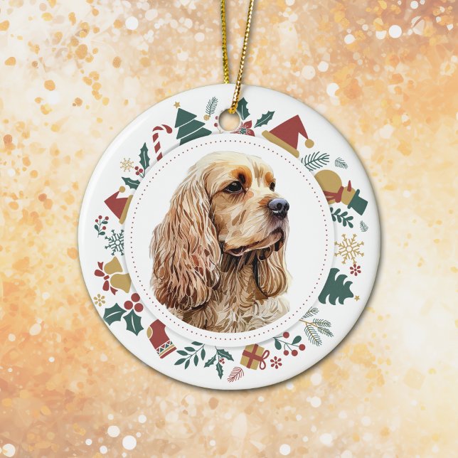 Adorno De Cerámica Cute Cocker Spaniel Navidades Imágenes de Wreath (Subido por el creador)