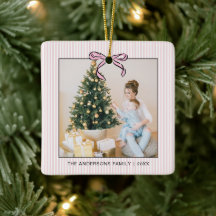 Cute Coquette Lazo Rosa Foto Navidad