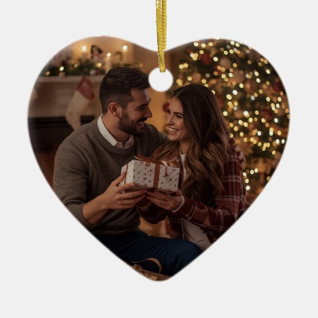 Adorno De Cerámica Cute Couples First Christmas Ornament | Custom (Frente)