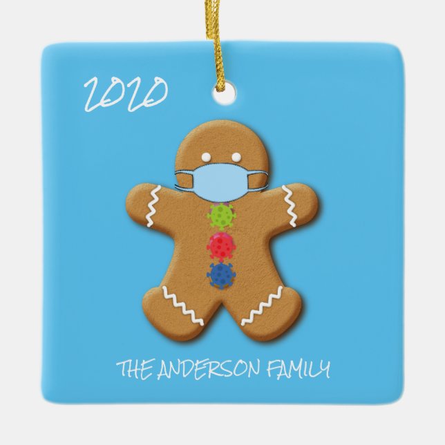 Adorno De Cerámica Cute Covid Gingerbread Man Árbol de Navidad (Anverso)