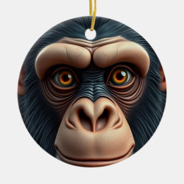 Adorno De Cerámica Cute Crazy Funny Chimpanzee (Frente)