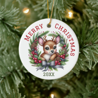Adorno De Cerámica Cute Custom Deer Navidad