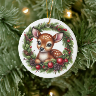 Adorno De Cerámica Cute Custom Deer Navidad