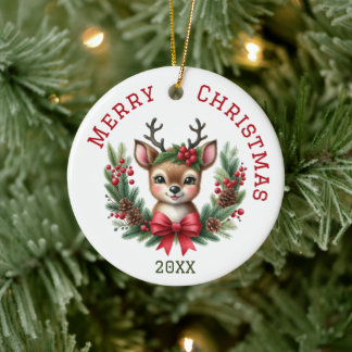 Adorno De Cerámica Cute Custom Deer Navidad