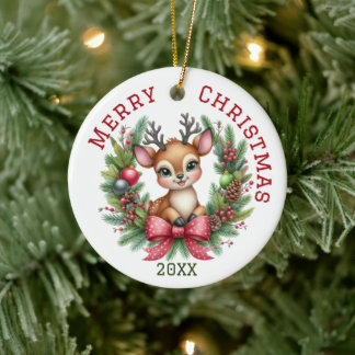 Adorno De Cerámica Cute Custom Deer Navidad