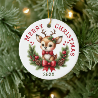 Adorno De Cerámica Cute Custom Deer Navidad
