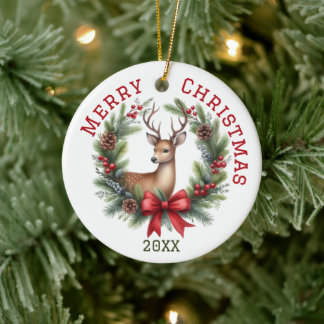 Adorno De Cerámica Cute Custom Deer Navidad