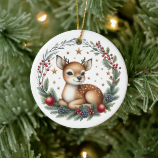 Adorno De Cerámica Cute Custom Deer Navidad