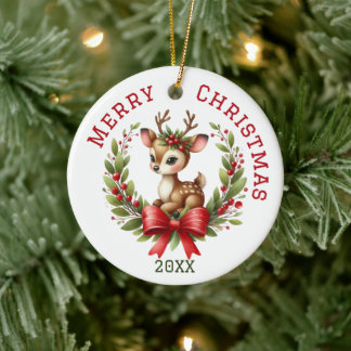 Adorno De Cerámica Cute Custom Deer Navidad