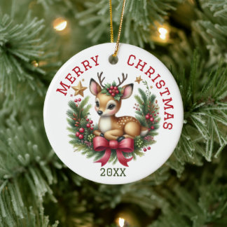 Adorno De Cerámica Cute Custom Deer Navidad