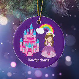 Adorno De Cerámica Cute Custom Princess Girl Purple Rainbow