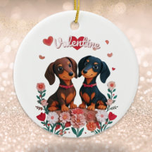 Cute Dachshunds Love Hearts Personalizado Valentin