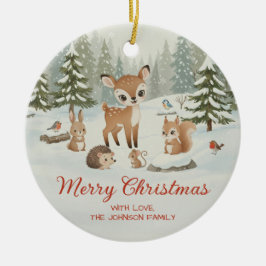 Adorno De Cerámica Cute Deer and Woodland Animals Merry Christmas