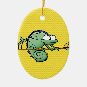 Adorno De Cerámica Cute divertido camaleón dibujo lagarto verde