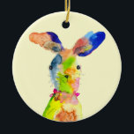 Adorno De Cerámica Cute Easter bunny<br><div class="desc">Watercolor original illustration of a cute Easter bunny rabbit in yellow and blue</div>