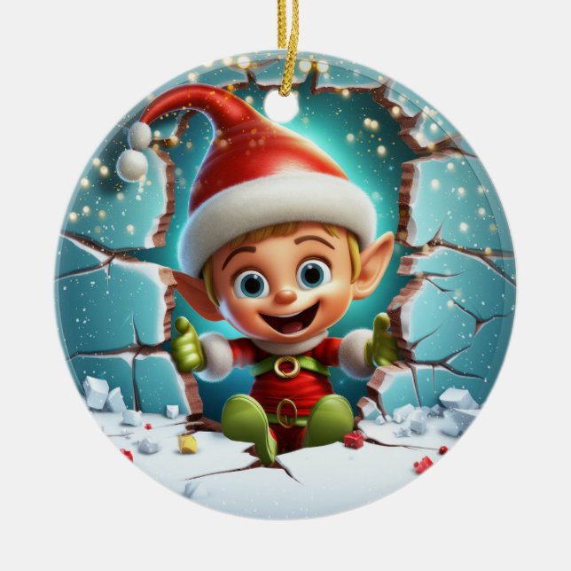Adorno De Cerámica Cute Elf 3D (Frente)