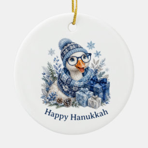 Adorno De Cerámica Cute Fiesta de Navidad de Invierno Ganso de Hanukk