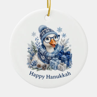 Adorno De Cerámica Cute Fiesta de Navidad de Invierno Ganso de Hanukk