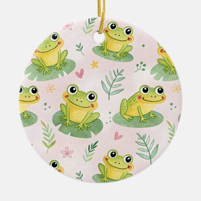 Adorno De Cerámica Cute frogs Pattern (Frente)