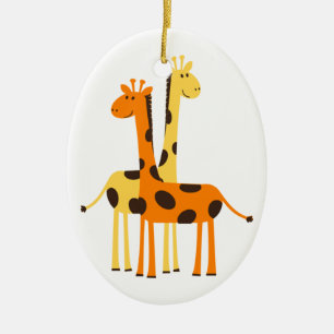 Adorno De Cerámica Cute Funny Giraffe Pair