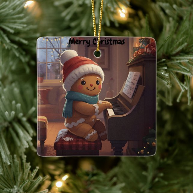 Adorno De Cerámica cute gingerbread boy Christmas holiday Ornament (Árbol)