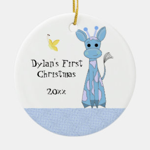 Adorno De Cerámica Cute Giraffe Baby's First Christmas