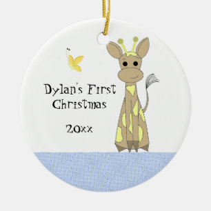 Adorno De Cerámica Cute Giraffe Baby's First Christmas