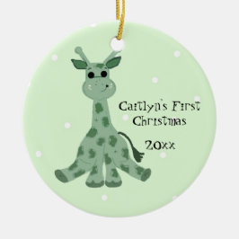 Adorno De Cerámica Cute Giraffe Baby's First Christmas