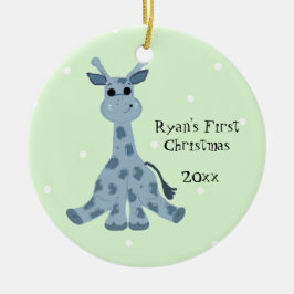 Adorno De Cerámica Cute Giraffe Baby's First Christmas