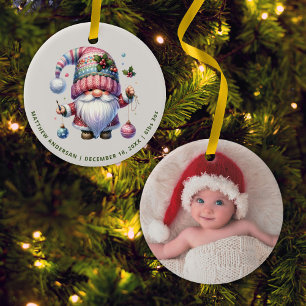 Adorno De Cerámica Cute Gnome Primer Recién nacido de Navidad