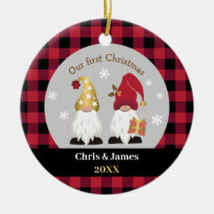 Adorno De Cerámica Cute Gnomes Nuestro Primer Búfalo De Navidad