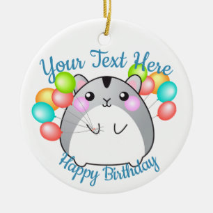 Adorno De Cerámica Cute Gray Kawaii Hamster