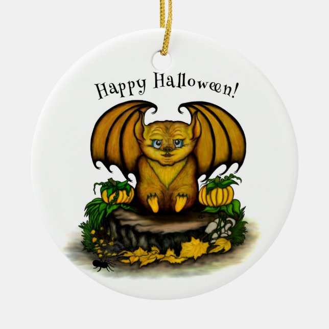 Adorno De Cerámica Cute Halloween Bat (Frente)