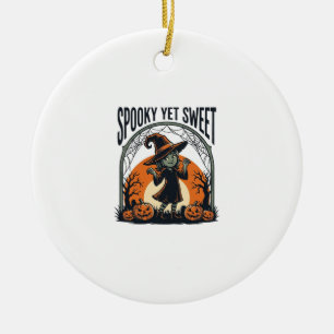 Adorno De Cerámica Cute Halloween Witch Espeluznante pero Dulce Camis