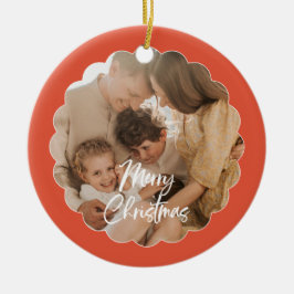 Adorno De Cerámica Cute Handwritten Script Merry Christmas Photo