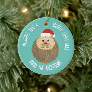 Adorno De Cerámica Cute Holiday Hedgehog