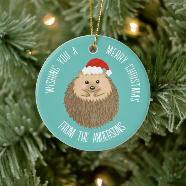 Adorno De Cerámica Cute Holiday Hedgehog (Árbol)