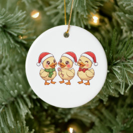 Adorno De Cerámica Cute Kawaii Christmas Ducks | Festive Holiday 