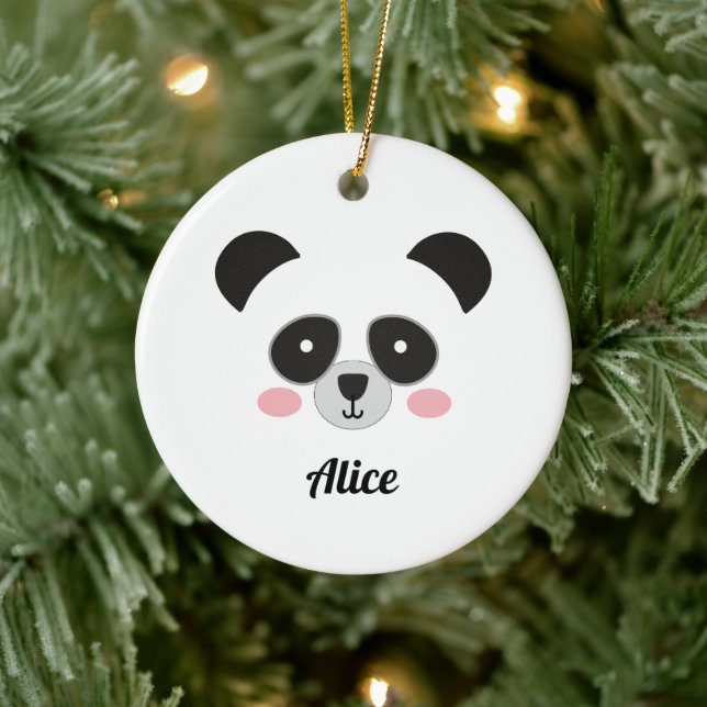 Adorno De Cerámica Cute Kawaii Panda Christmas Ornament – Custom Name (Árbol)
