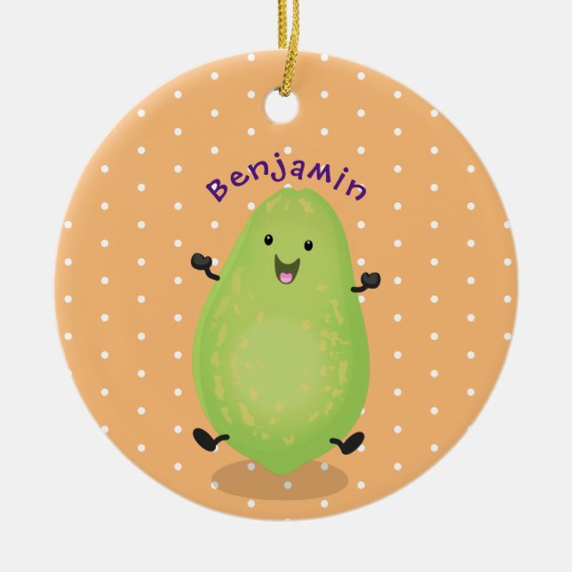 Adorno De Cerámica Cute kawaii papaya paw personalizado ilustracion (Frente)