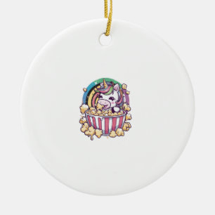 Adorno De Cerámica Cute kawaii unicornio con palomitas de maíz Camise