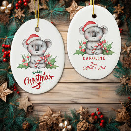 Adorno De Cerámica Cute Koala Bear Candy Cane Kids