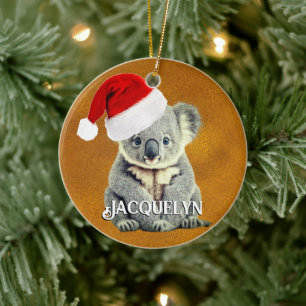 Adorno De Cerámica Cute Koala en Santa Hat