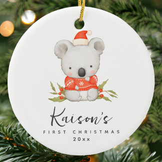 Adorno De Cerámica Cute Koala Primer Personalizado de Navidad Ornamen
