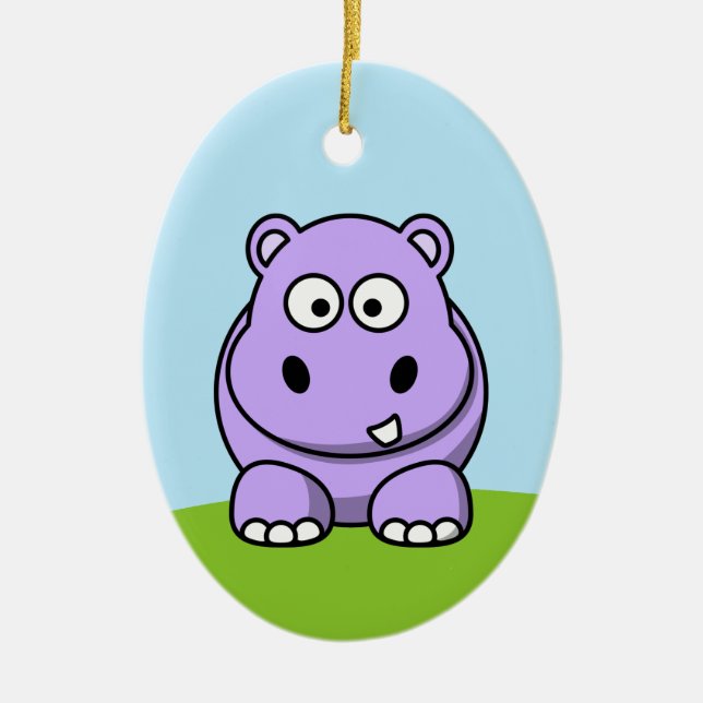 Adorno De Cerámica Cute Lavender Hippo (Frente)