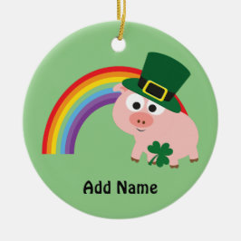 Adorno De Cerámica Cute Leprechaun Pig
