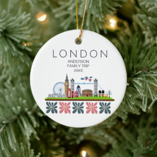 Adorno De Cerámica Cute London Floral City