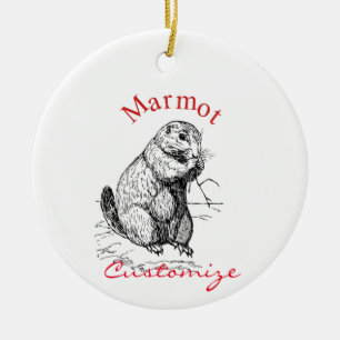 Adorno De Cerámica Cute Marmot Animal Thunder_Cove