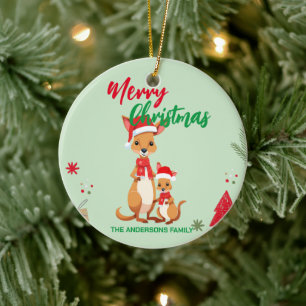 Adorno De Cerámica Cute MOM niño Canguro santa Navidad nombre festivo