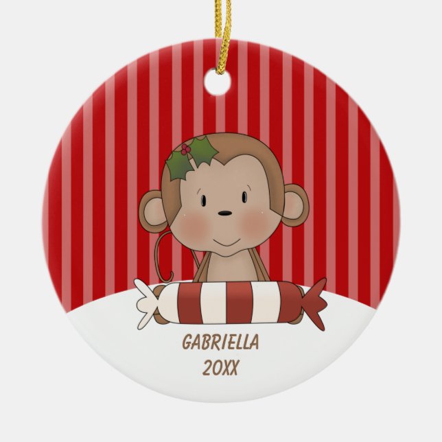 Adorno De Cerámica Cute Monkey  Ornament (Frente)